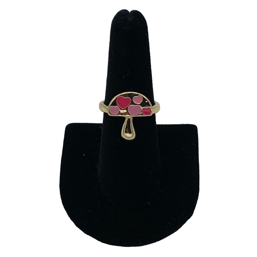 Retro Gold Valentine's Day Mushroom Hearts Ring